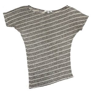 Forever 21 Asymmetrical Striped Top in Gray/White | Size S